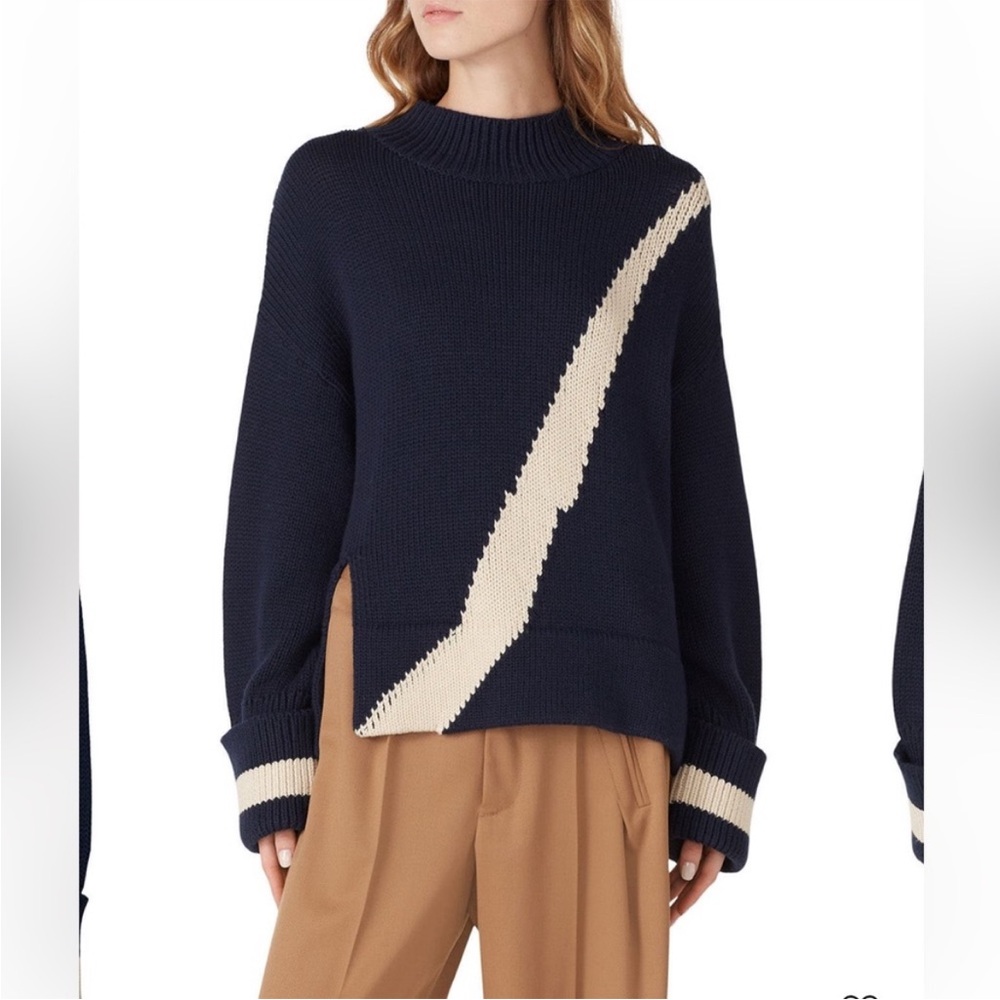 Victor Alfaro Collection Graphic Sweater in Navy size xs women’s wool cotton